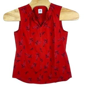 Womens Cabi Fierce Gathered Shirt/Tank Red Floral Size‎ Sm Ruffles Style 5222